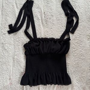 ARITZIA WILFRED CHIFFON BLACK TANK SIZE XXS